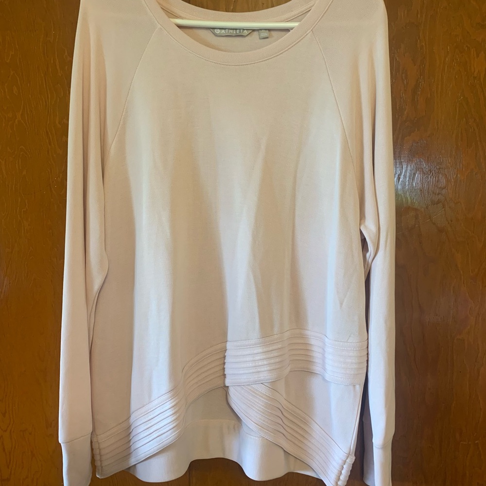 Athleta XL Light Pink Sweater Pullover Long Sleeve Hi-Low
